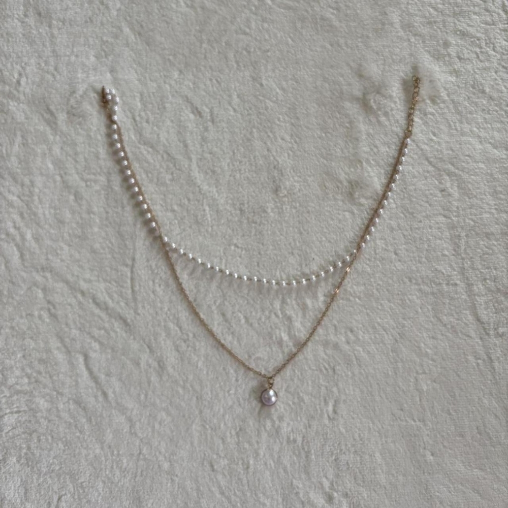 Chic Pearl and Gold Double Strand Necklace
